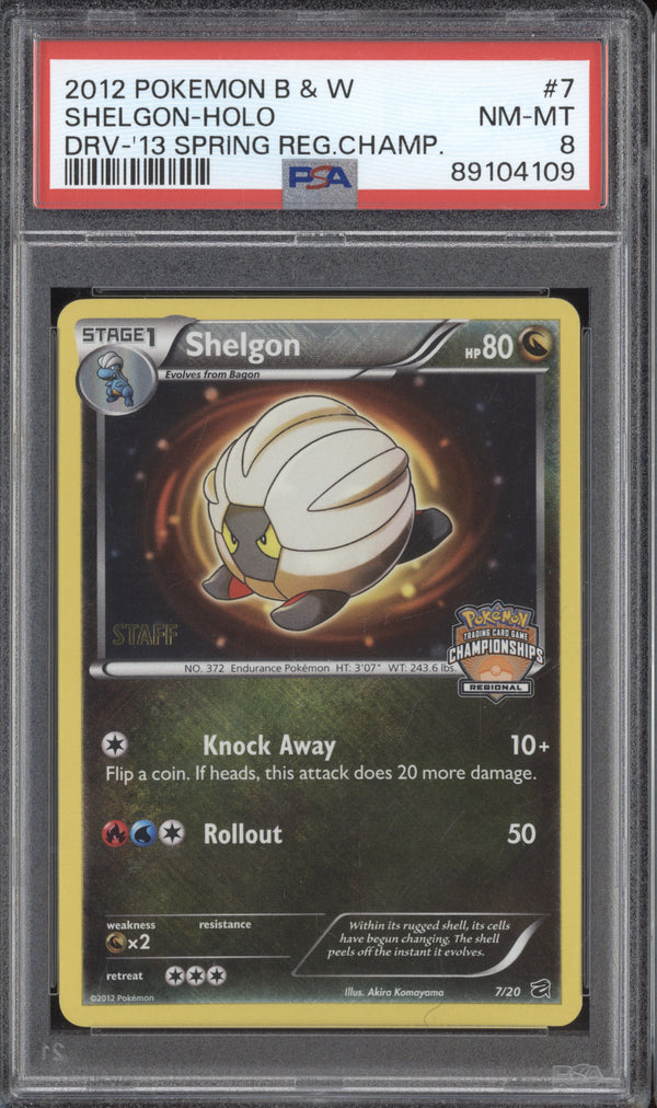 Shelgon 2012 Pokemon Black & White 7/20 Crosshatch Championship Staff PSA 8