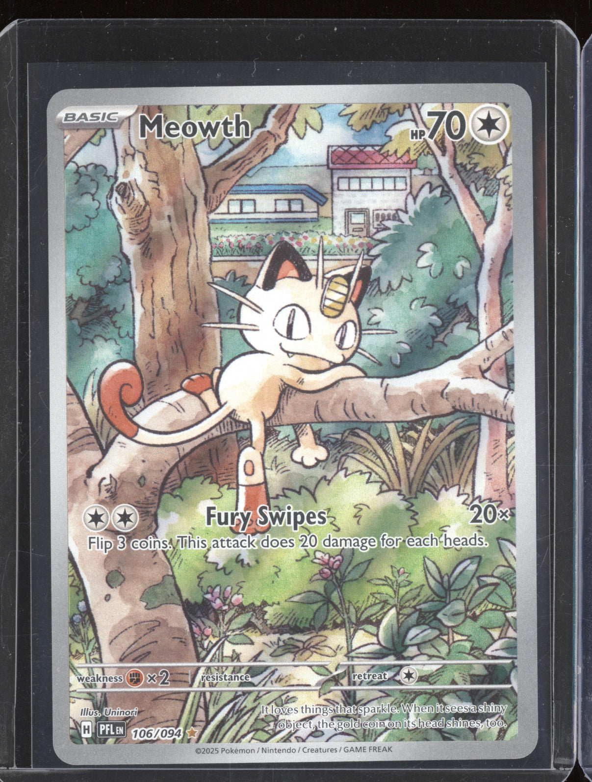 2025 Pokemon Phantasmal Flames 106/094 Meowth Illustration Rare