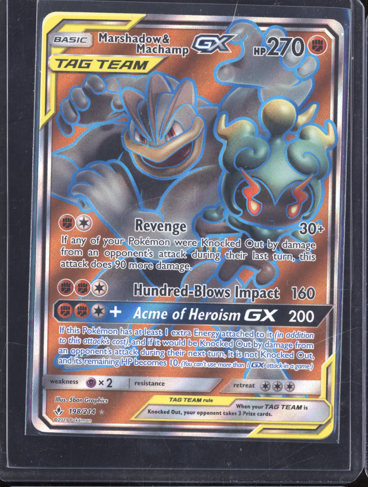 2019 Pokemon TCG Unbroken Bonds 198/214 Marshadow & Machamp GX Tag Team
