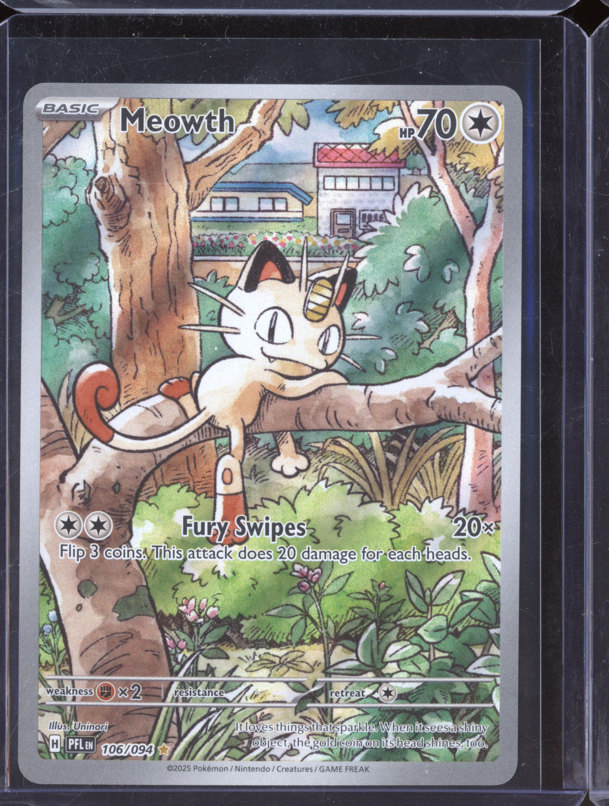 2025 Pokemon Phantasmal Flames 106/094 Meowth Illustration Rare