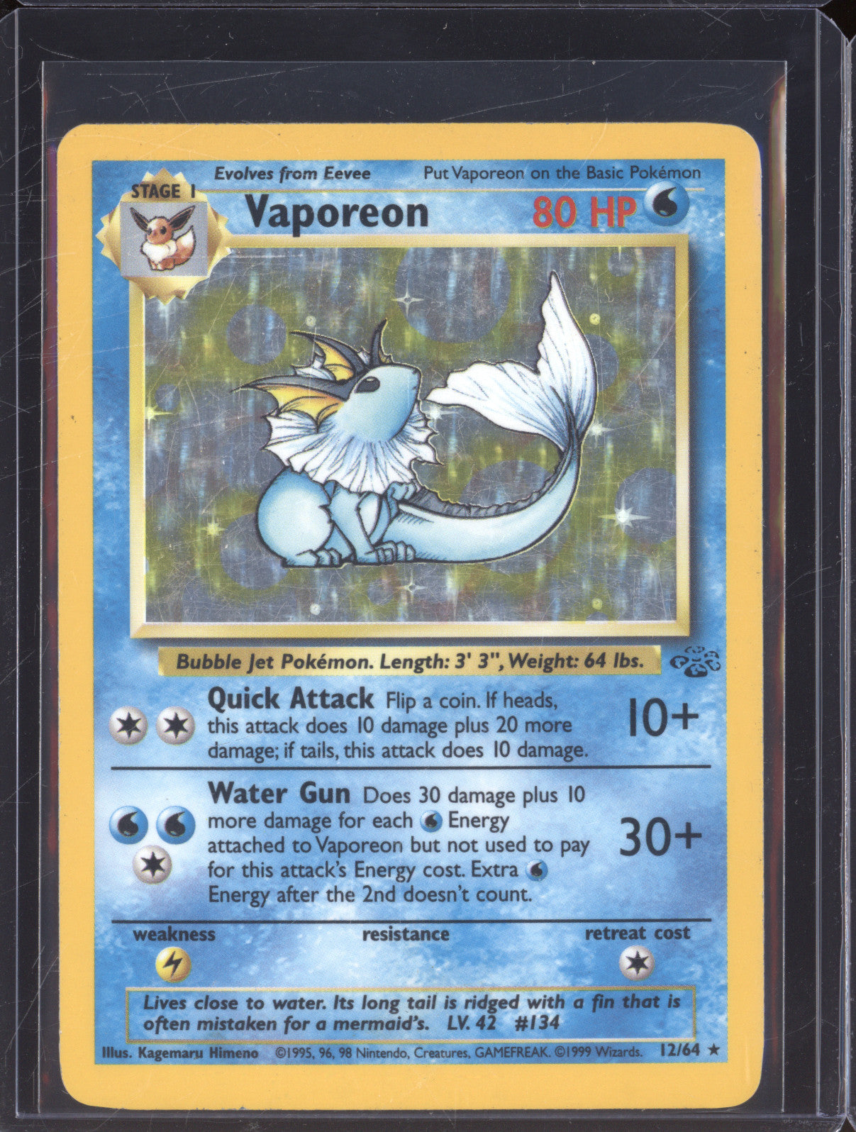 1999 Pokemon Jungle 12/64 Vaporeon Holo Rare