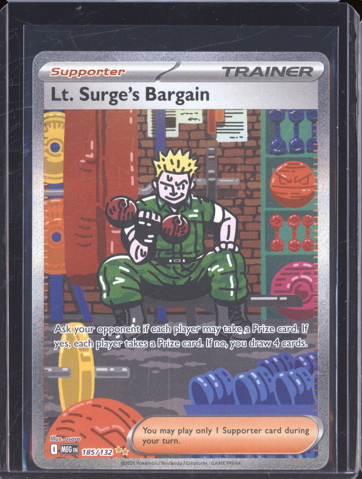 2025 Pokemon Mega Evolutions 185/132 Lt. Surge's Bargain Special Illustration