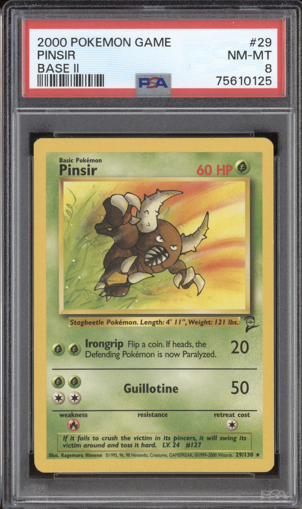 Pinsir 2000 Pokemon Base Set 2 29/130 PSA 8