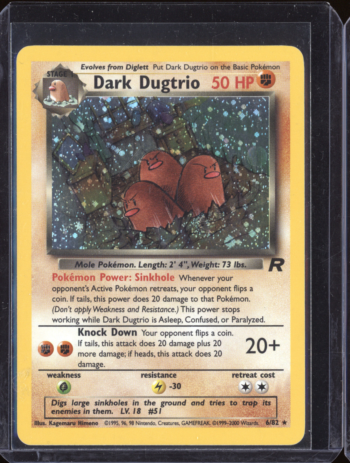 2000 Pokemon Wizards of the Coast Team Rocket 6/82 Dark Dugtrio Holo