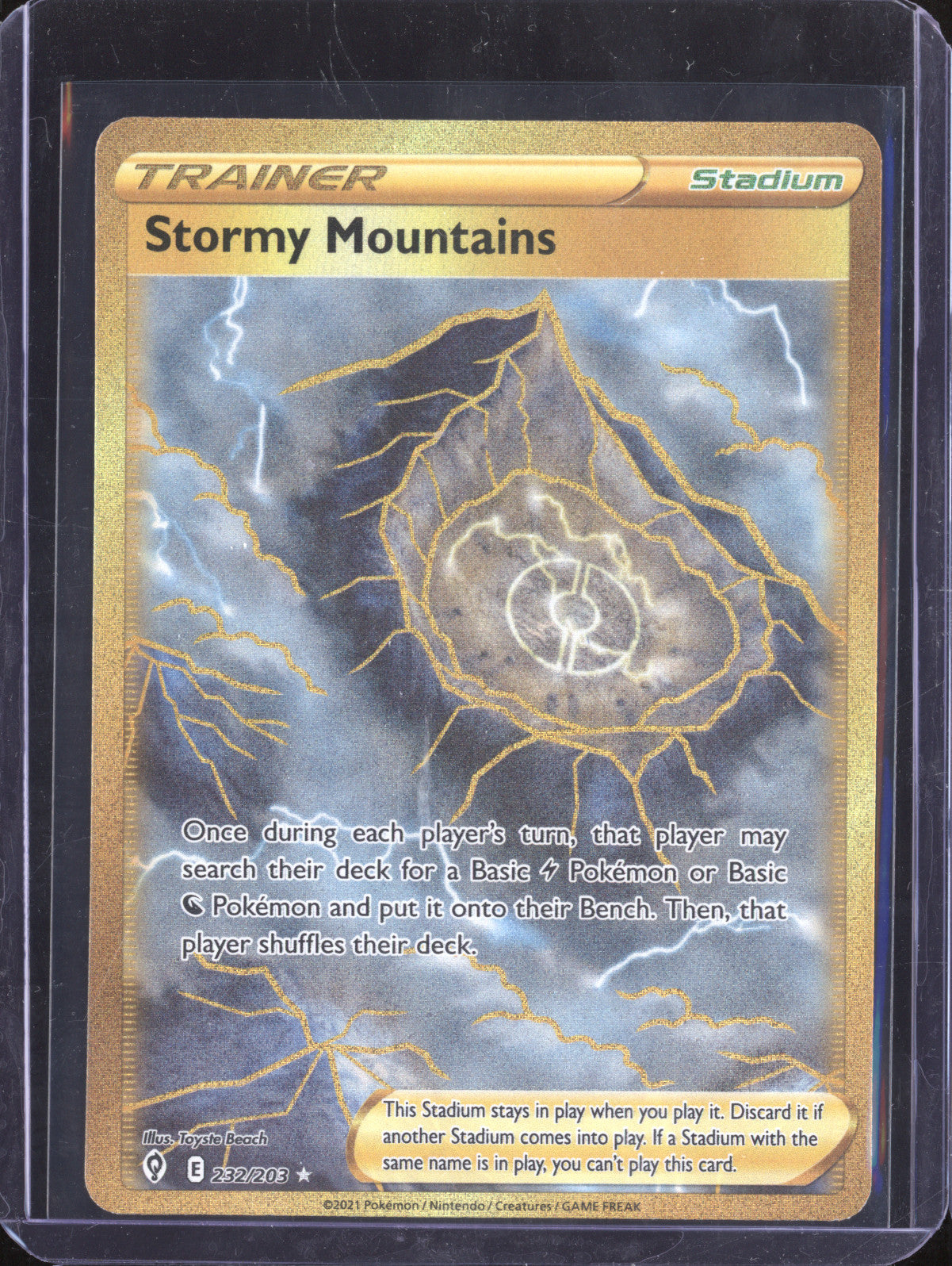 Stormy Mountains 2021 Pokemon Evolving Skies 232/203 Hyper Rare