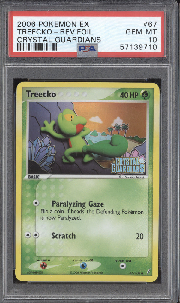 Treecko 2006 Pokemon EX Crystal Guardians 67/100 Reverse Foil PSA 10