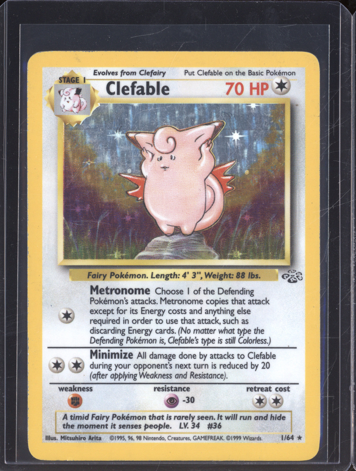 1999 Pokemon Jungle 1/64 Clefable Holo Rare