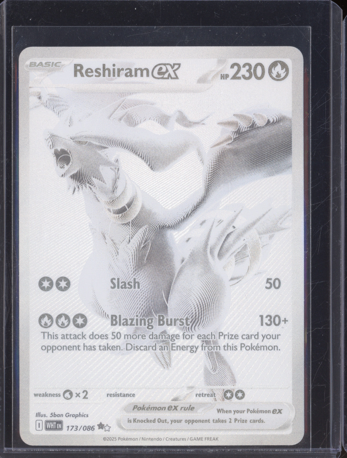 Reshiram Ex 2025 Pokemon White Flare WHT 173/086 Black White Rare