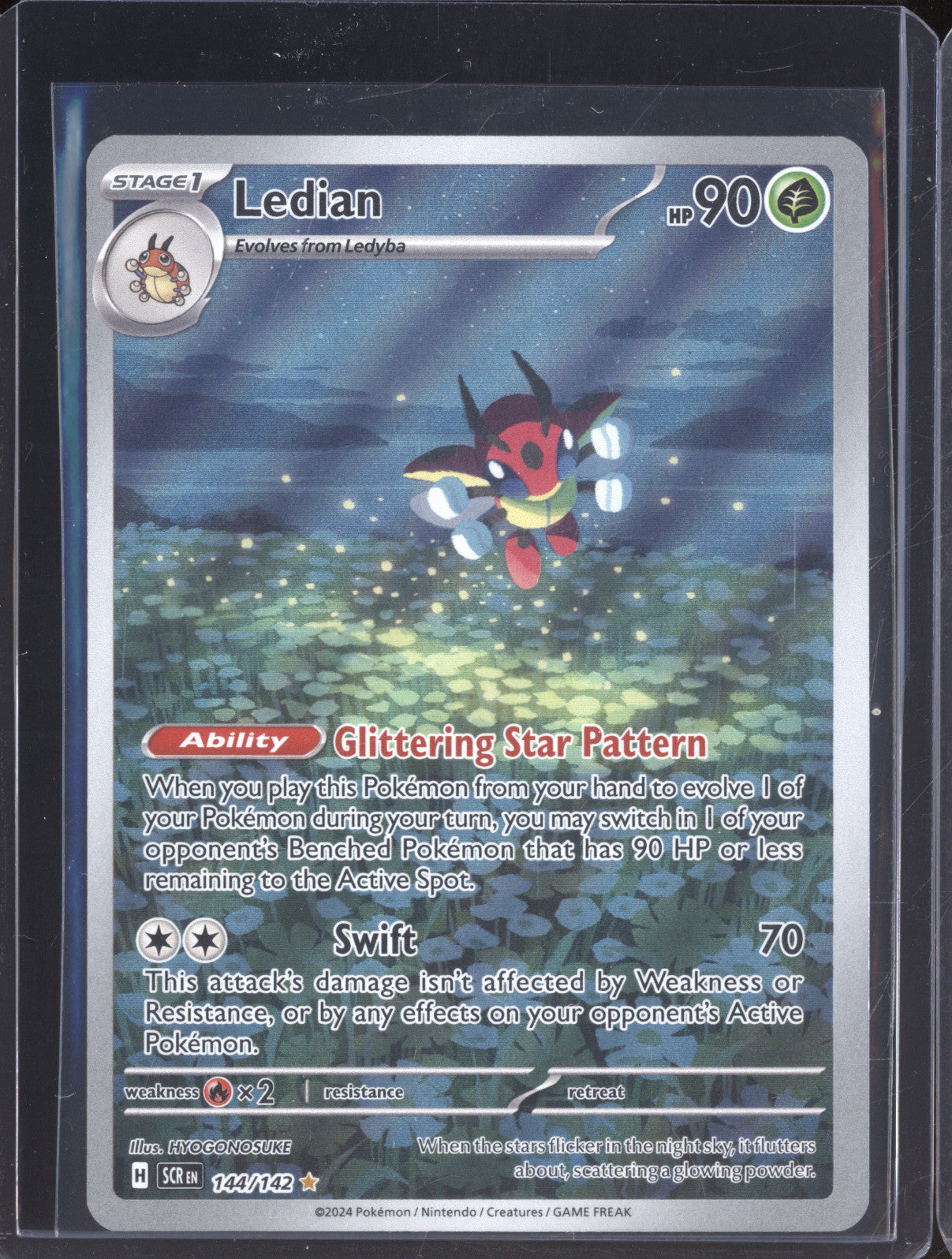 Ledian 2024 Pokemon Stellar Crown SCR 144/142 Illustration Rare