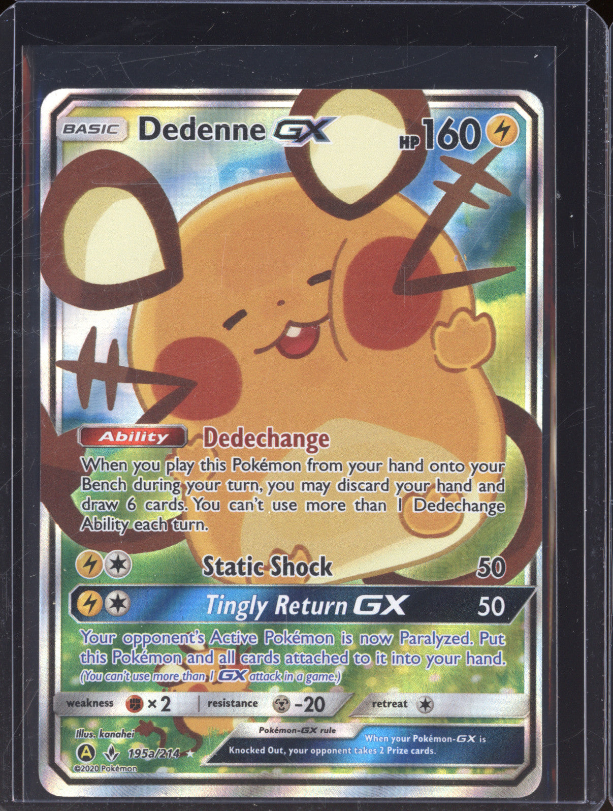 2020 Pokemon Unbroken Bonds 195a/214 Dedenne GX Alternate Art