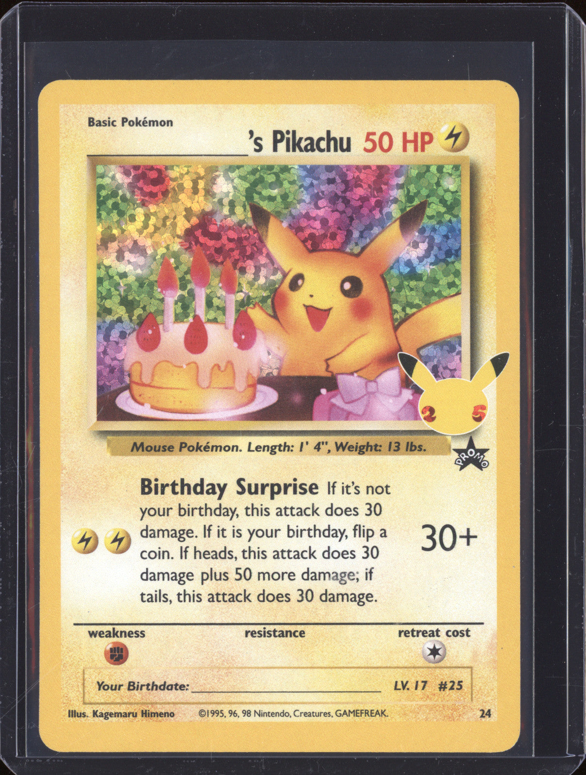 2021 Pokemon Celebrations 24 Birthday Pikachu Holo