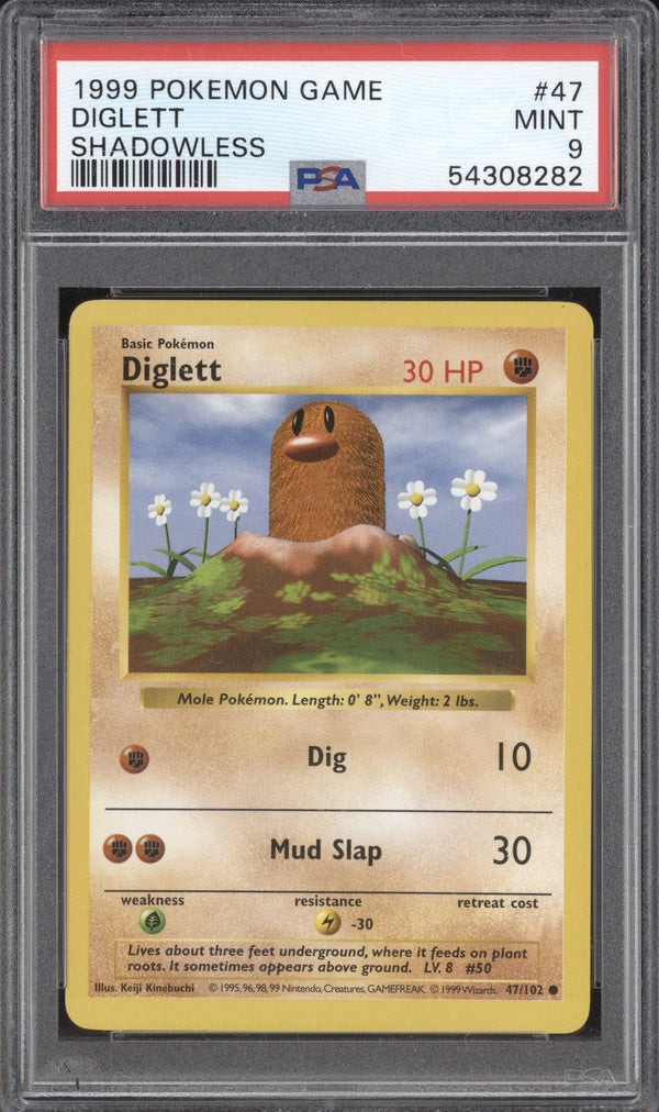 Diglett 1999 Pokemon Base Set 47/102 Shadowless PSA 9