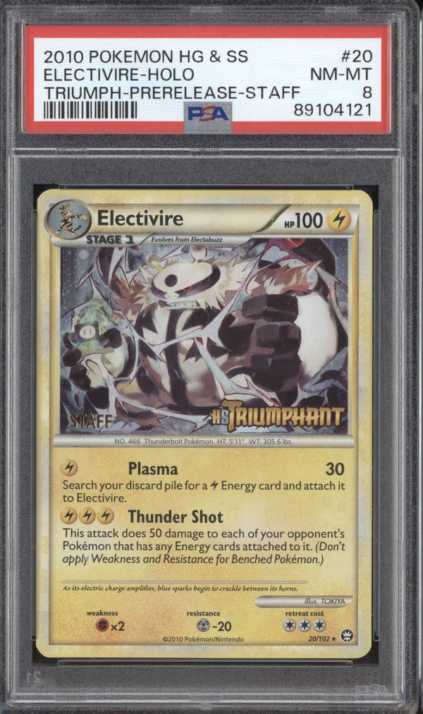 Electivire 2010 Pokemon HeartGold & SoulSilver 20/102 HS Prerelease Staff PSA 8