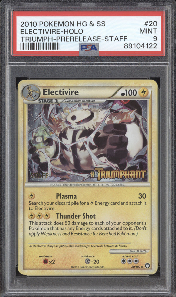 Electivire 2010 Pokemon HeartGold & SoulSilver 20/102 HS Prerelease Staff PSA 9