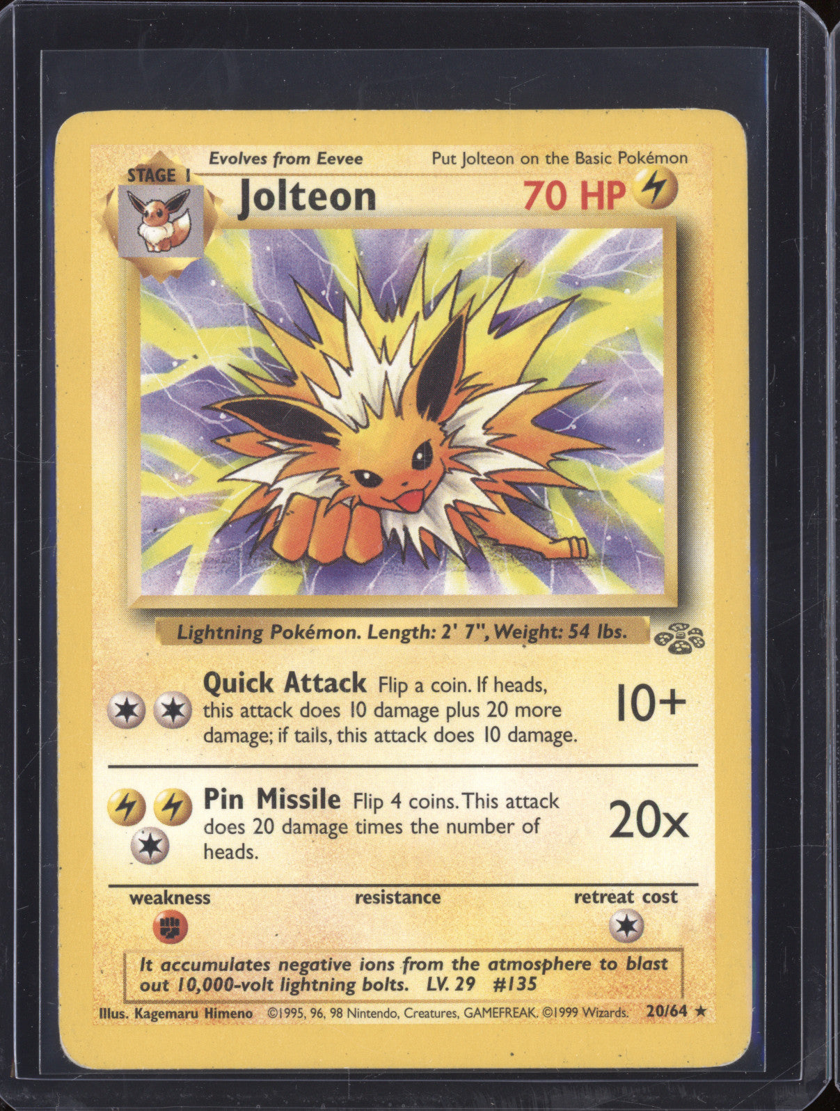 1999 Pokemon Jungle 20/64 Jolteon Rare