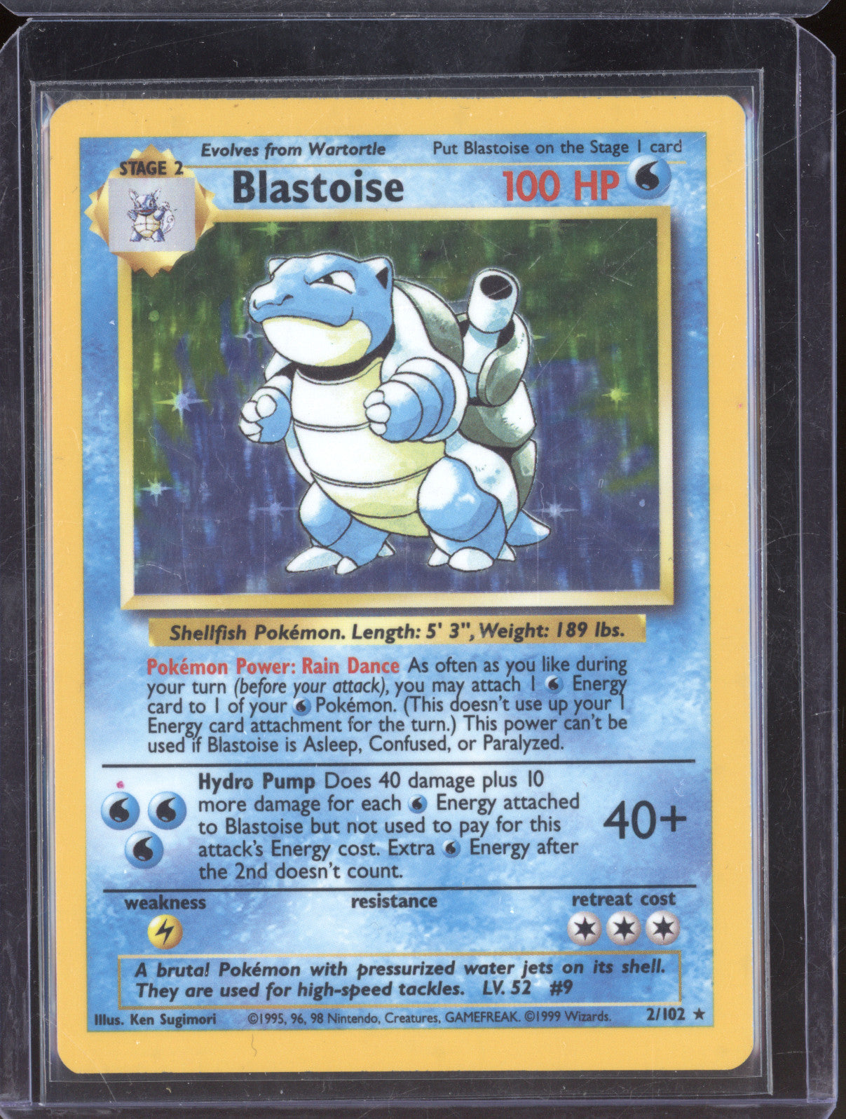 Blastoise 1999 Pokemon Wizards of the Coast Base Set 2/102 Holo Rare