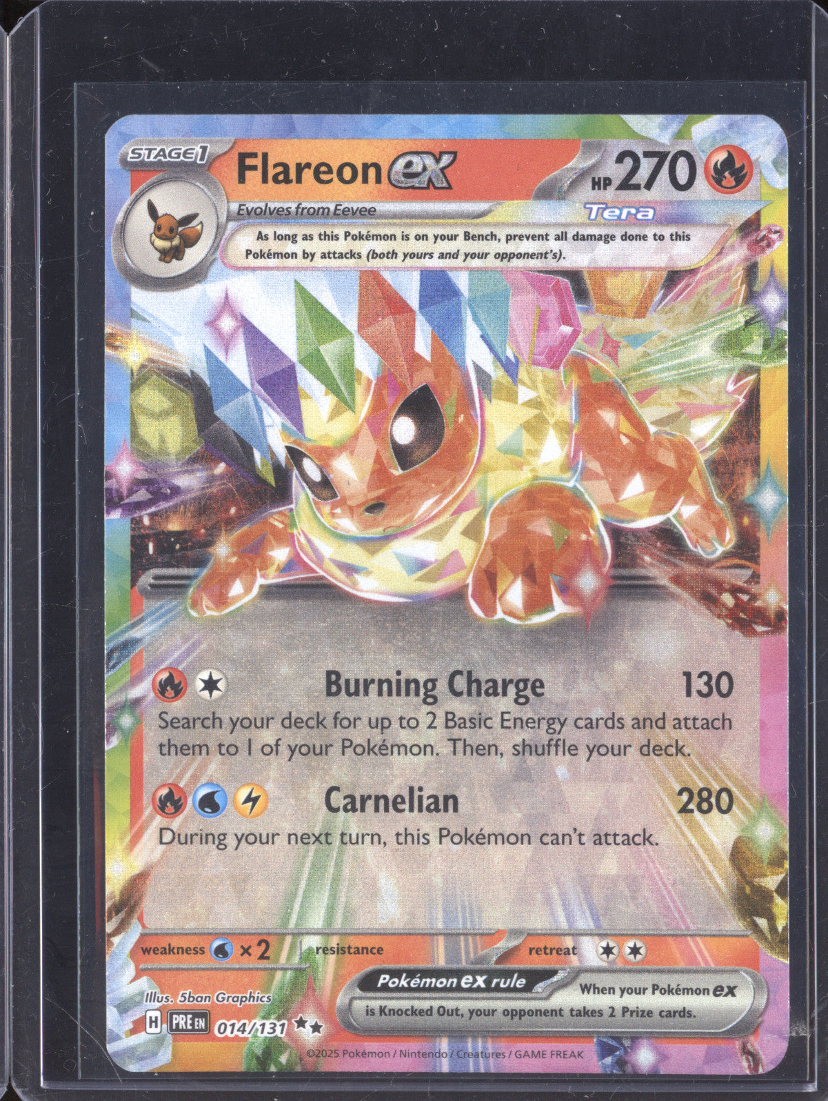 Flareon ex 2025 Pokemon Prismatic Evolutions 014/131 Double Rare