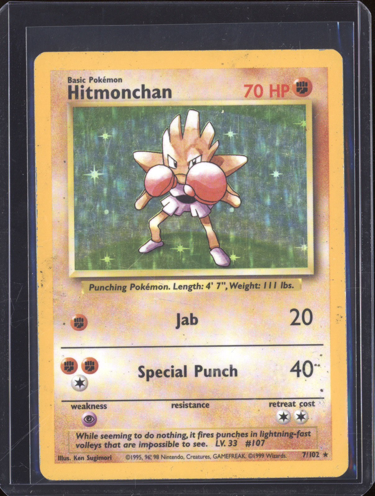 1999 Pokemon Base Set 7/102 Hitmonchan Holo Rare