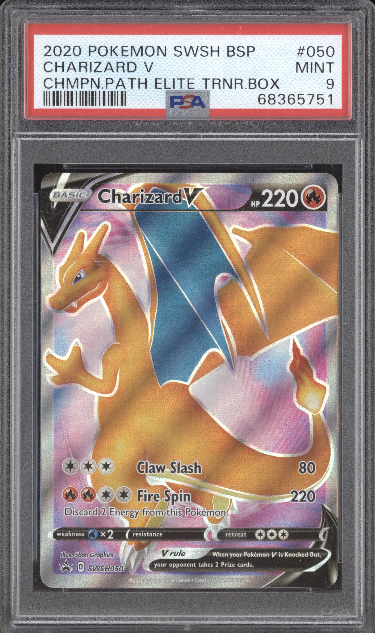 2020 Pokemon Champion's Path SWSH050 Charizard V Promo PSA 9