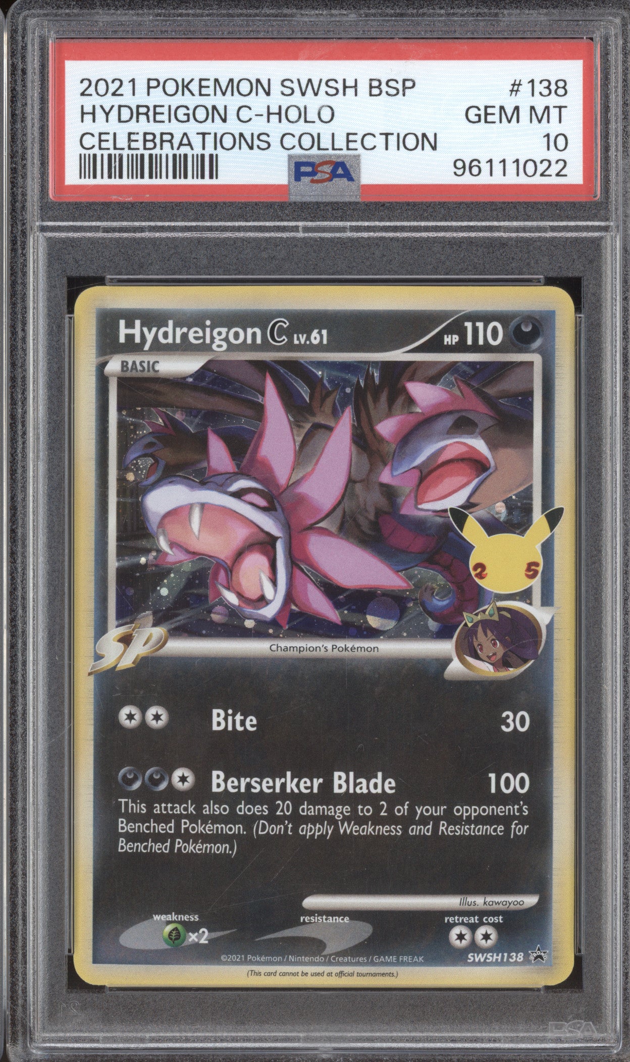 2021 Pokemon Celebrations SWSH138 Hydreigon C Holo Promo PSA 10