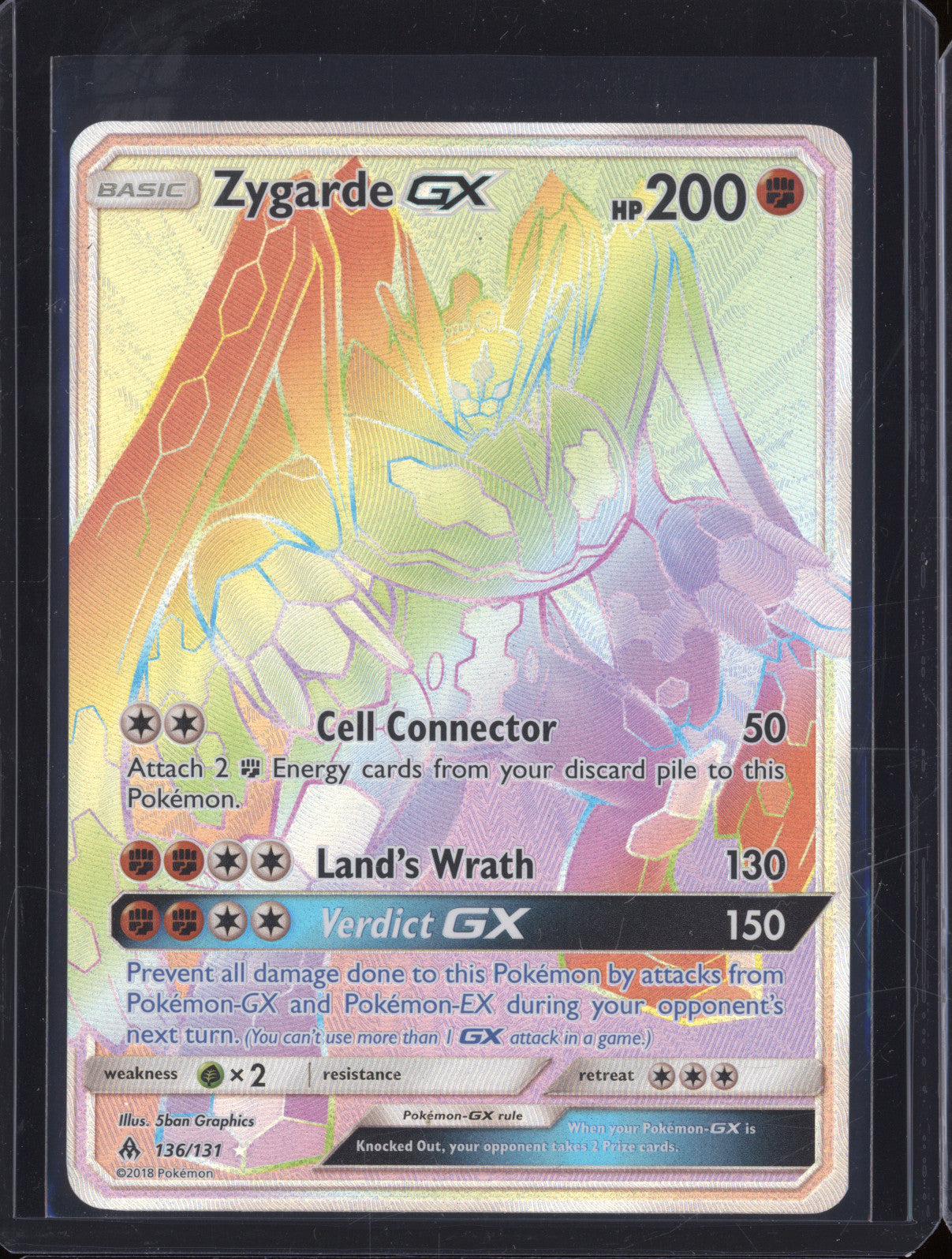 2018 Pokemon Forbidden Light 136/131 Zygarde GX Secret Rare