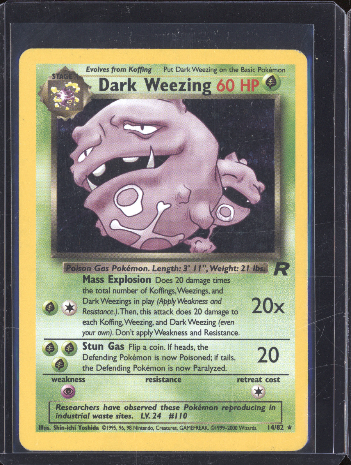 1999 Pokemon Team Rocket 14/82 Dark Weezing Holo Rare