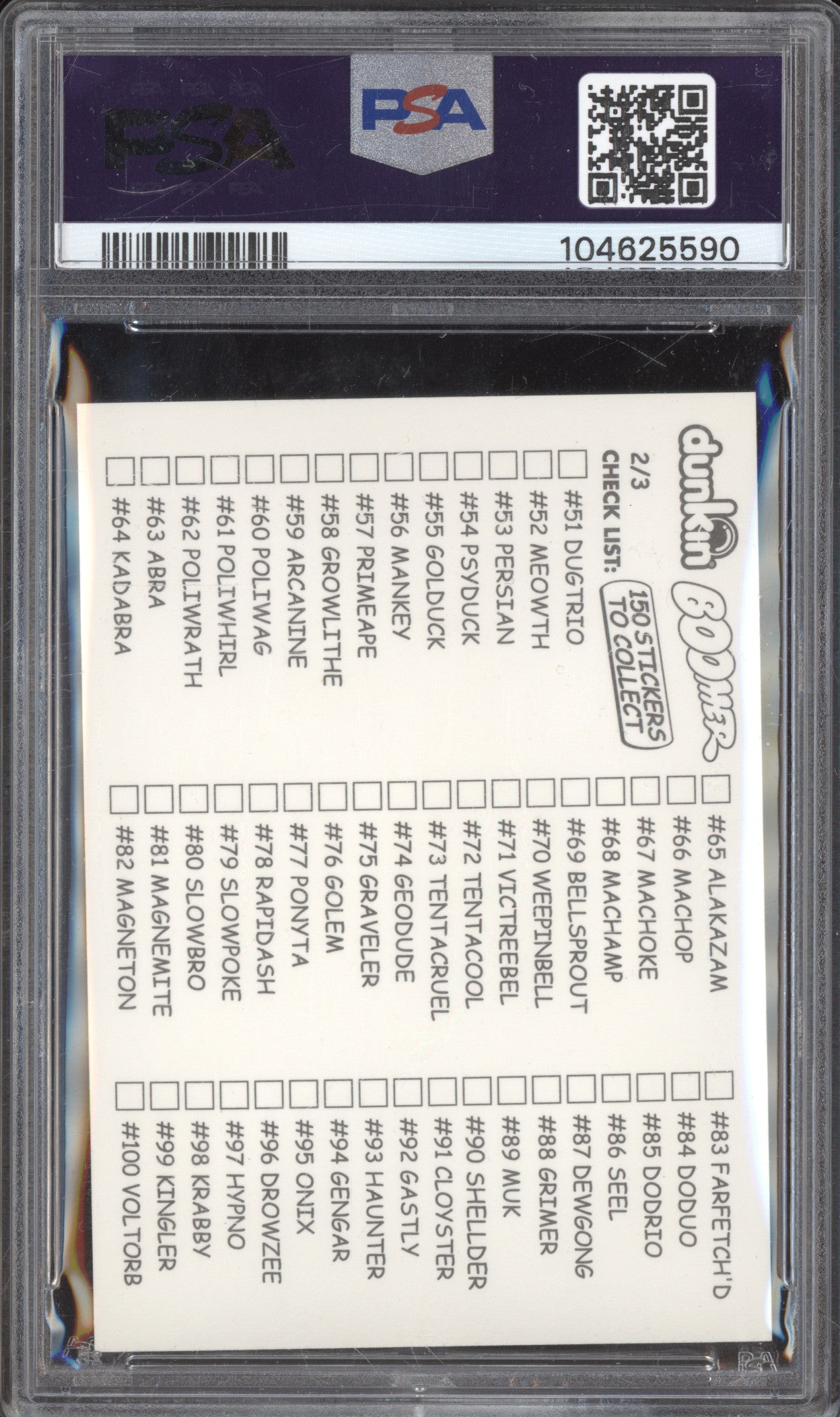 2000 Pokemon Nintendo Dunkin Boomer 59 Arcanine PSA 8
