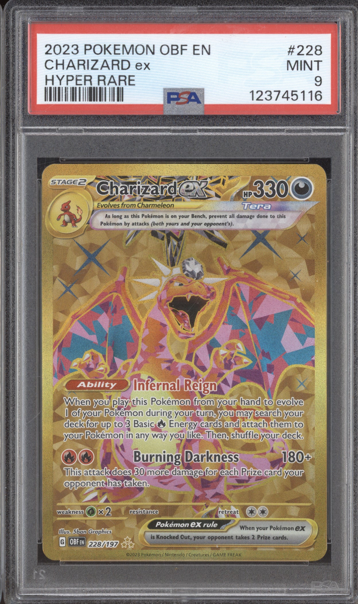 2023 Pokemon Obsidian Flames OBF 228/197 Charizard ex Hyper Rare PSA 9