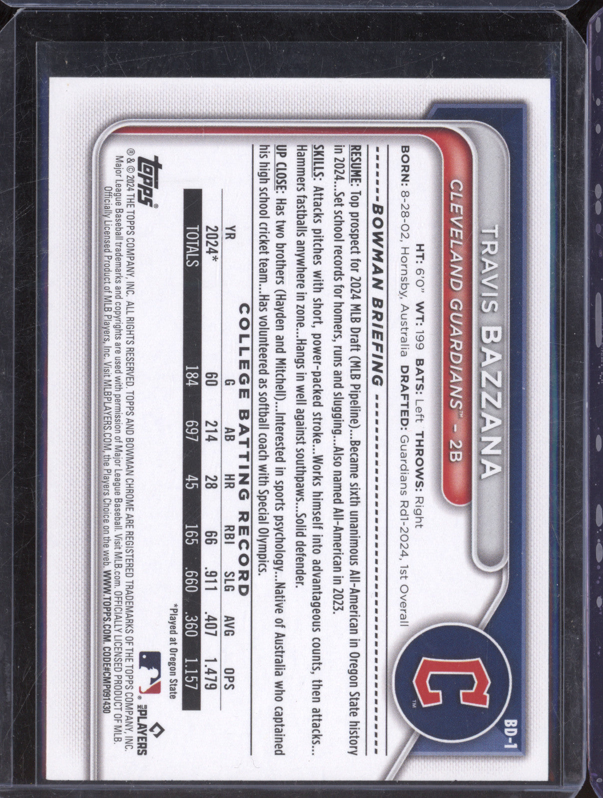 2024 Bowman Bowman Draft BD-1 Travis Bazzana