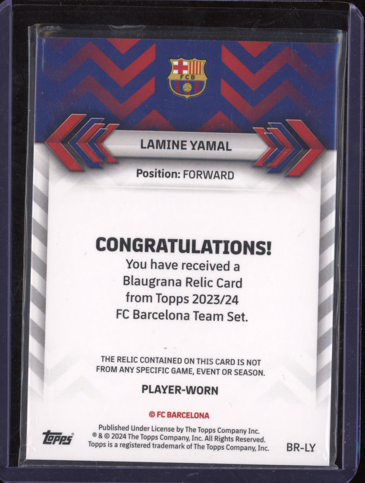 2023 Topps Barcelona Team Set BL-1 Lamine Yamal Patch Relic RC