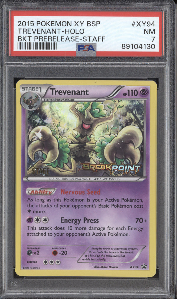 Trevenant 2015 Pokemon XY Promos XY94 BREAKpoint Prerelease Staff PSA 7