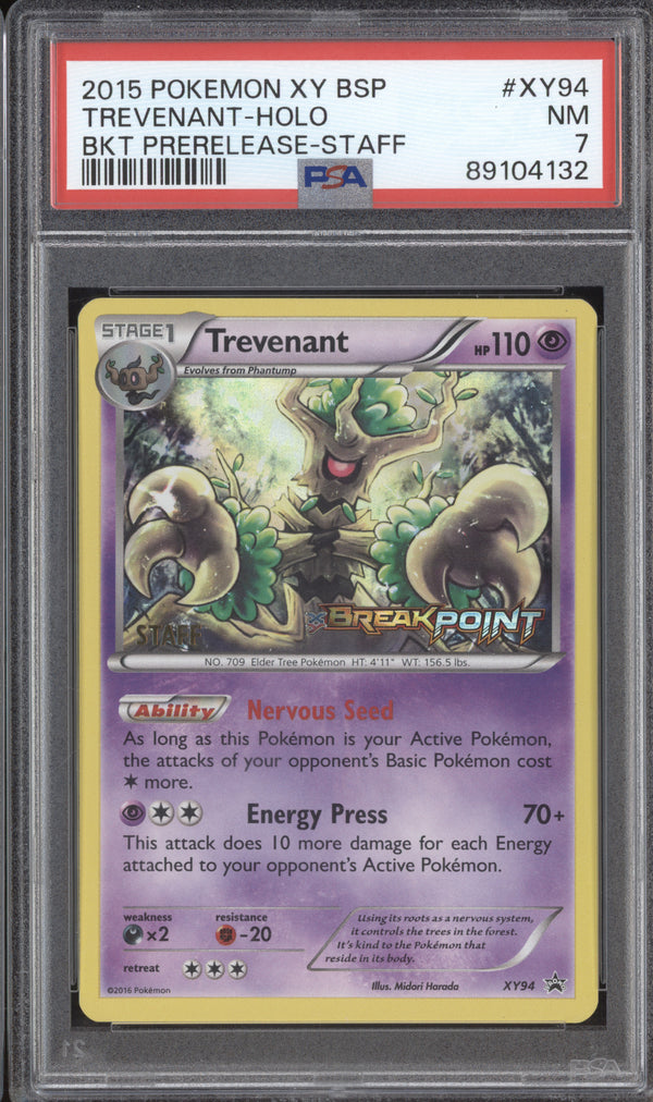 Trevenant 2015 Pokemon XY Promos XY94 BREAKpoint Prerelease Staff PSA 7