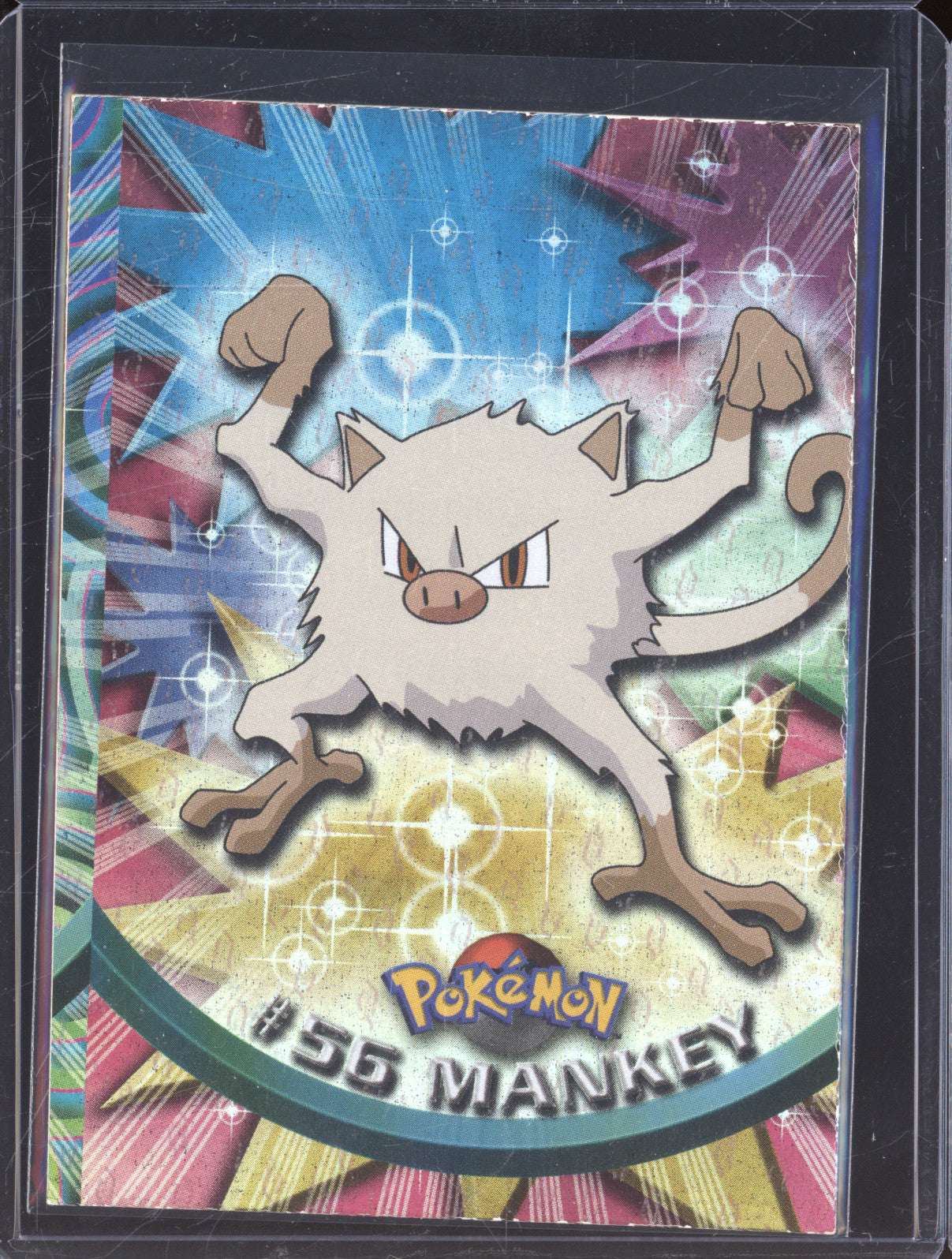 1999 Pokemon Topps Series 1 56 Mankey Holo (Miscut Error)