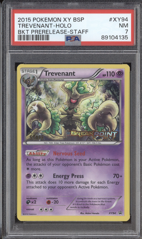 Trevenant 2015 Pokemon XY Promos XY94 BREAKpoint Prerelease Staff PSA 7