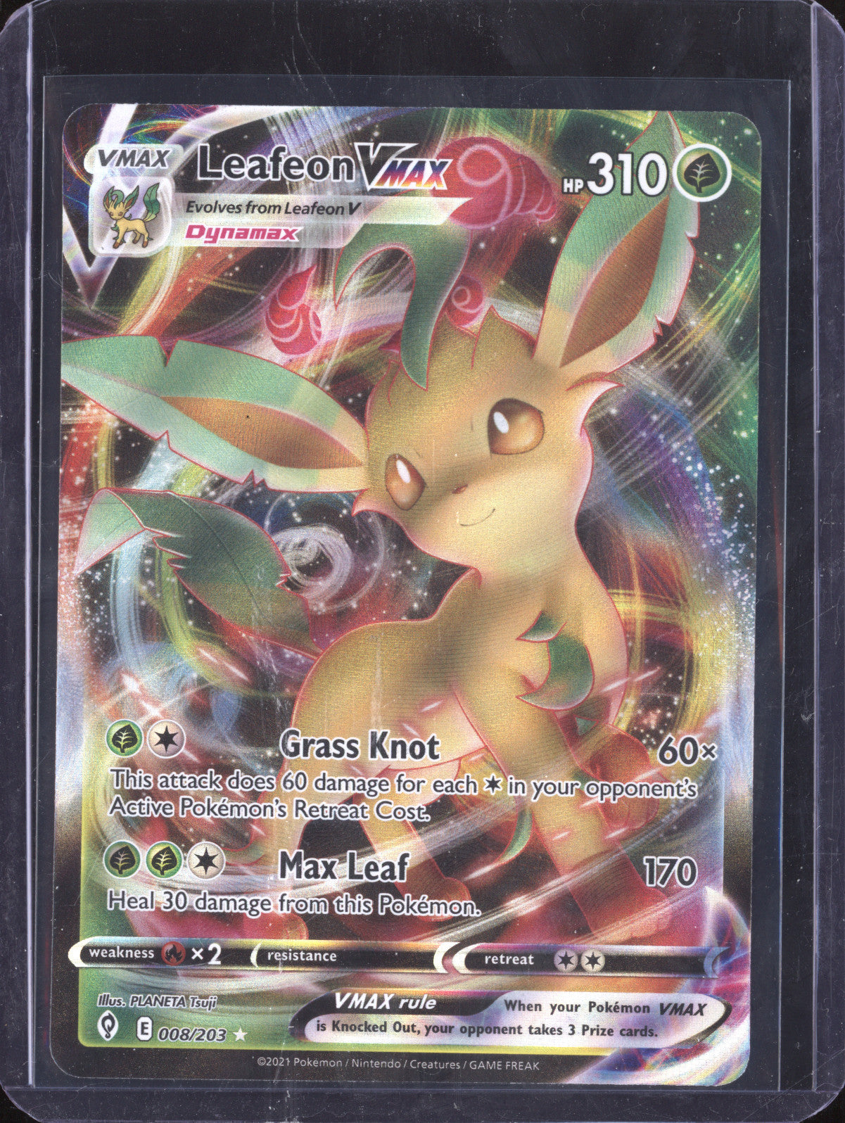 Leafeon VMax 2021 Pokemon Evolving Skies 008/203 Ultra Rare