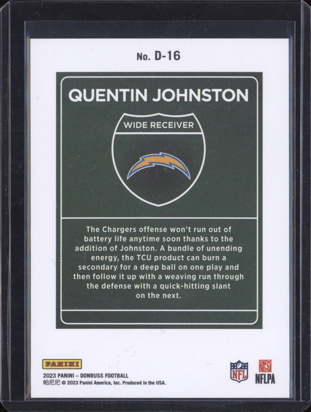 2023 Panini Donruss Downtown D-16 Quentin Johnston RC