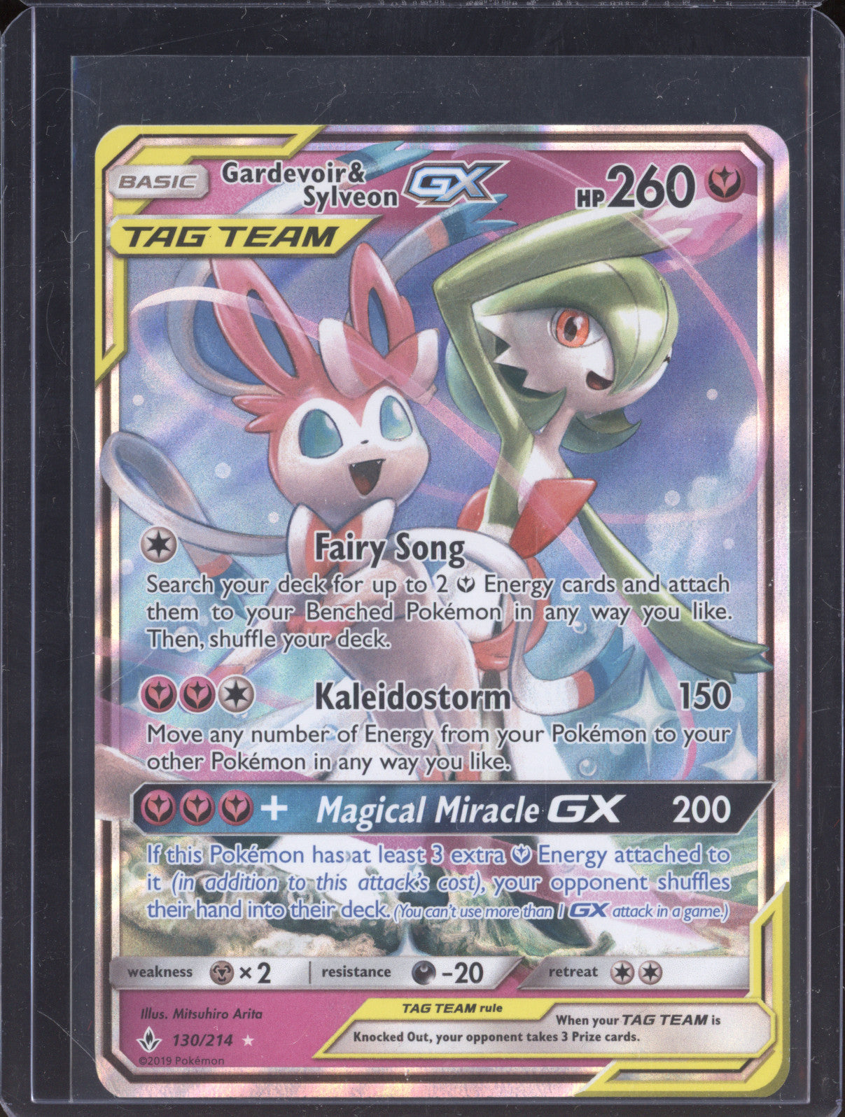 2019 Pokemon TCG Unbroken Bonds 130/214 Gardevoir & Sylveon GX Tag Team
