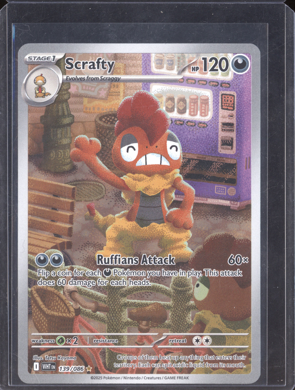 Scrafty 2025 Pokemon White Flare WHT 139/086 Illustration Rare