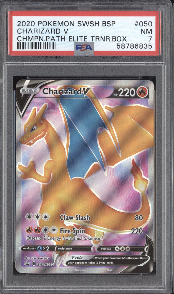 Charizard V 2020 Pokemon Sword & Shield Promos SWSH050 ETB Promo PSA 7