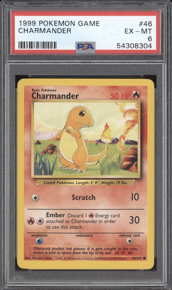 Charmander 1999 Pokemon Base Set 46/102 PSA 6