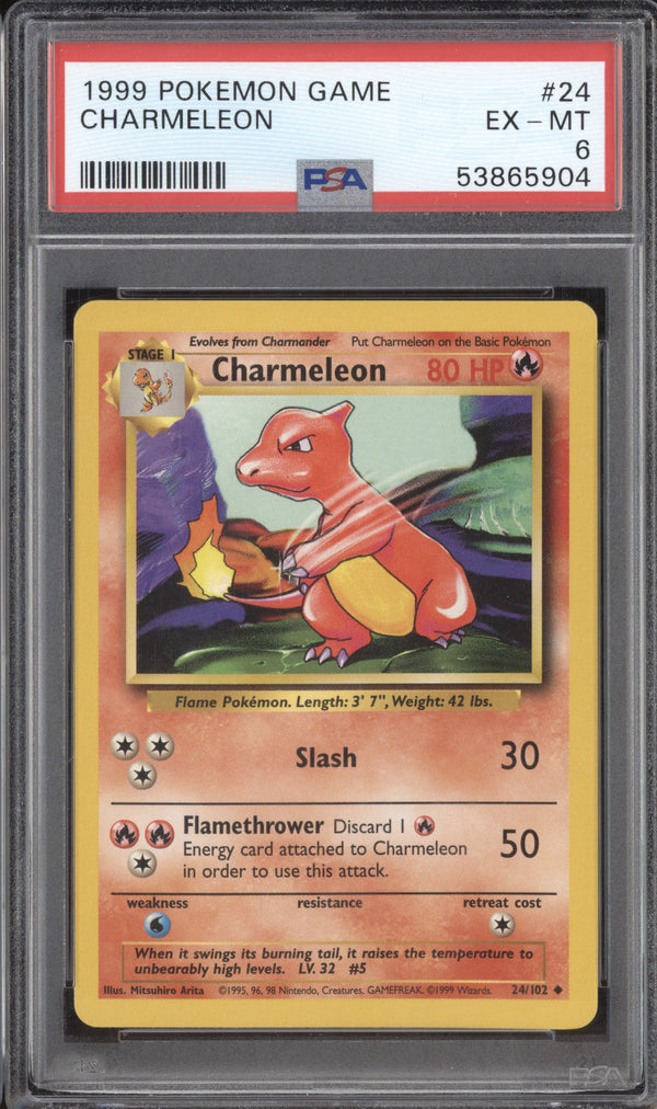 Charmeleon 1999 Pokemon Base Set 24/102 PSA 6