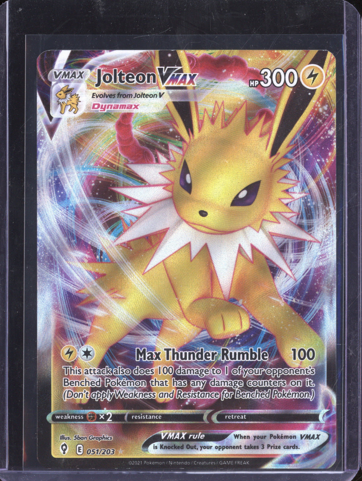 Jolteon VMax 2021 Pokemon Evolving Skies 051/203 Ultra Rare