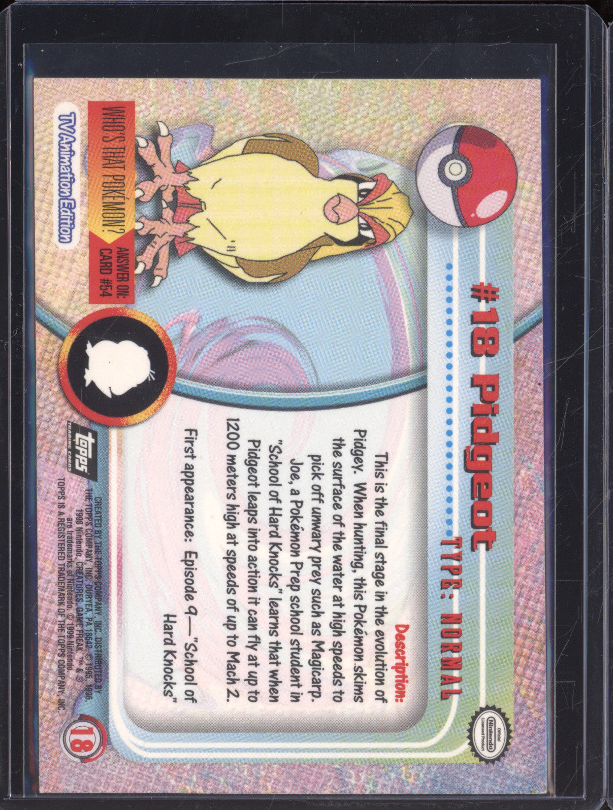 1999 Pokemon Topps Series 1 18 Pidgeot Holo