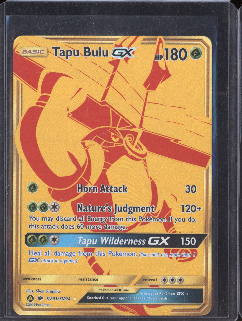 Pokemon 2019 Tapu Bulu GX Hidden Fates SV91/SV94 Gold Full Art Shiny V
