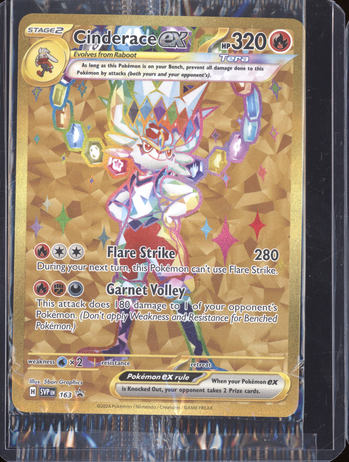 2024 Pokemon Scarlet & Violet Black Star Promo SVP163 Cinderace ex Hyper Rare