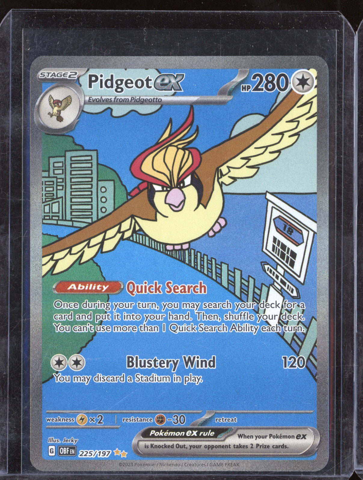 Pidgeot ex 2023 Pokemon Obsidian Flames OBF 225/197 Special Illustration Rare