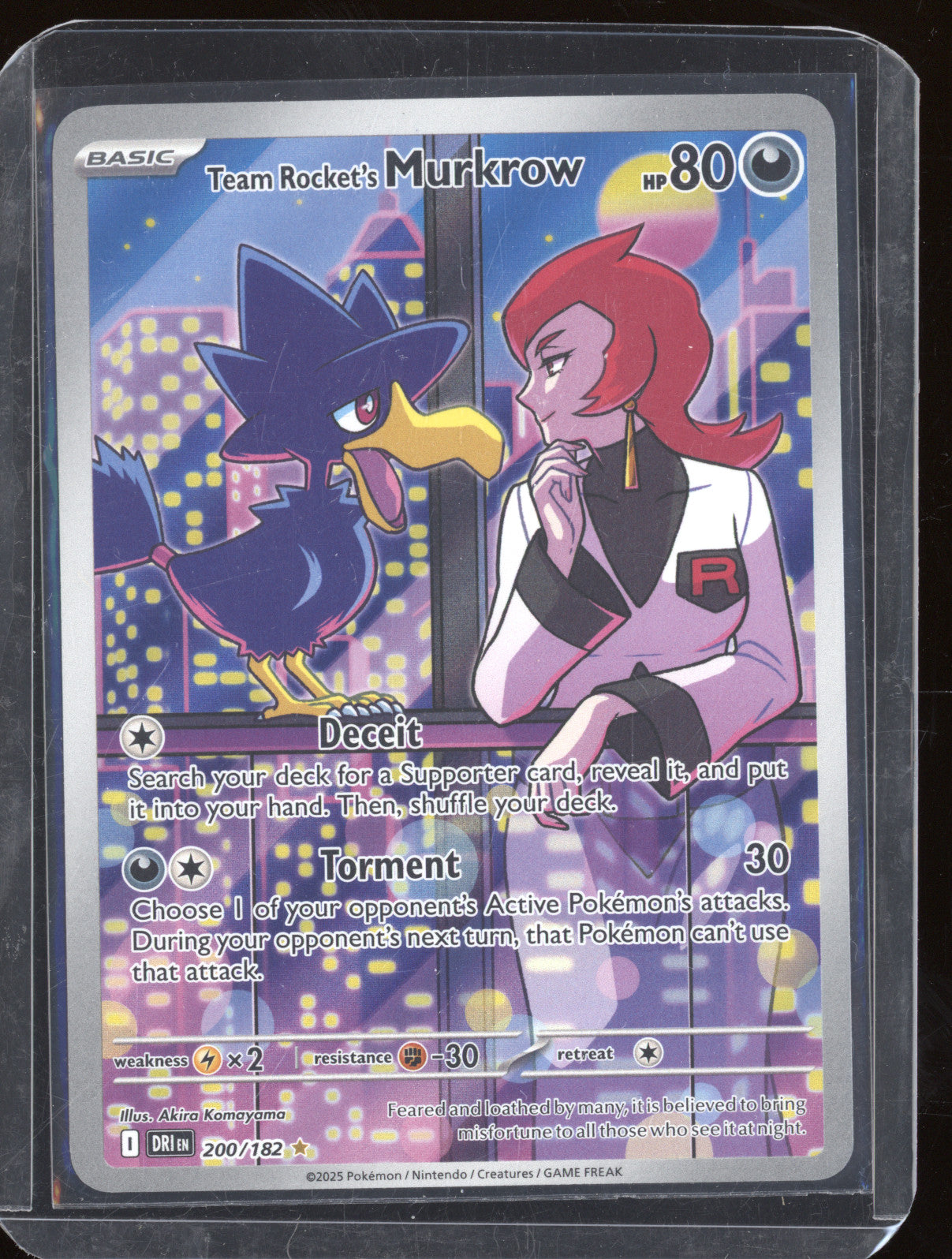 2025 Pokemon Destined Rivals 200/182 Team Rocket's Murkrow Illustration Rare