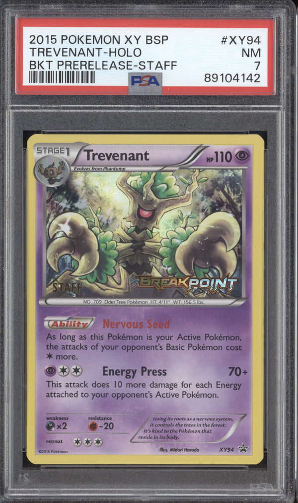 Trevenant 2015 Pokemon XY Promos XY94 BREAKpoint Prerelease Staff PSA 7