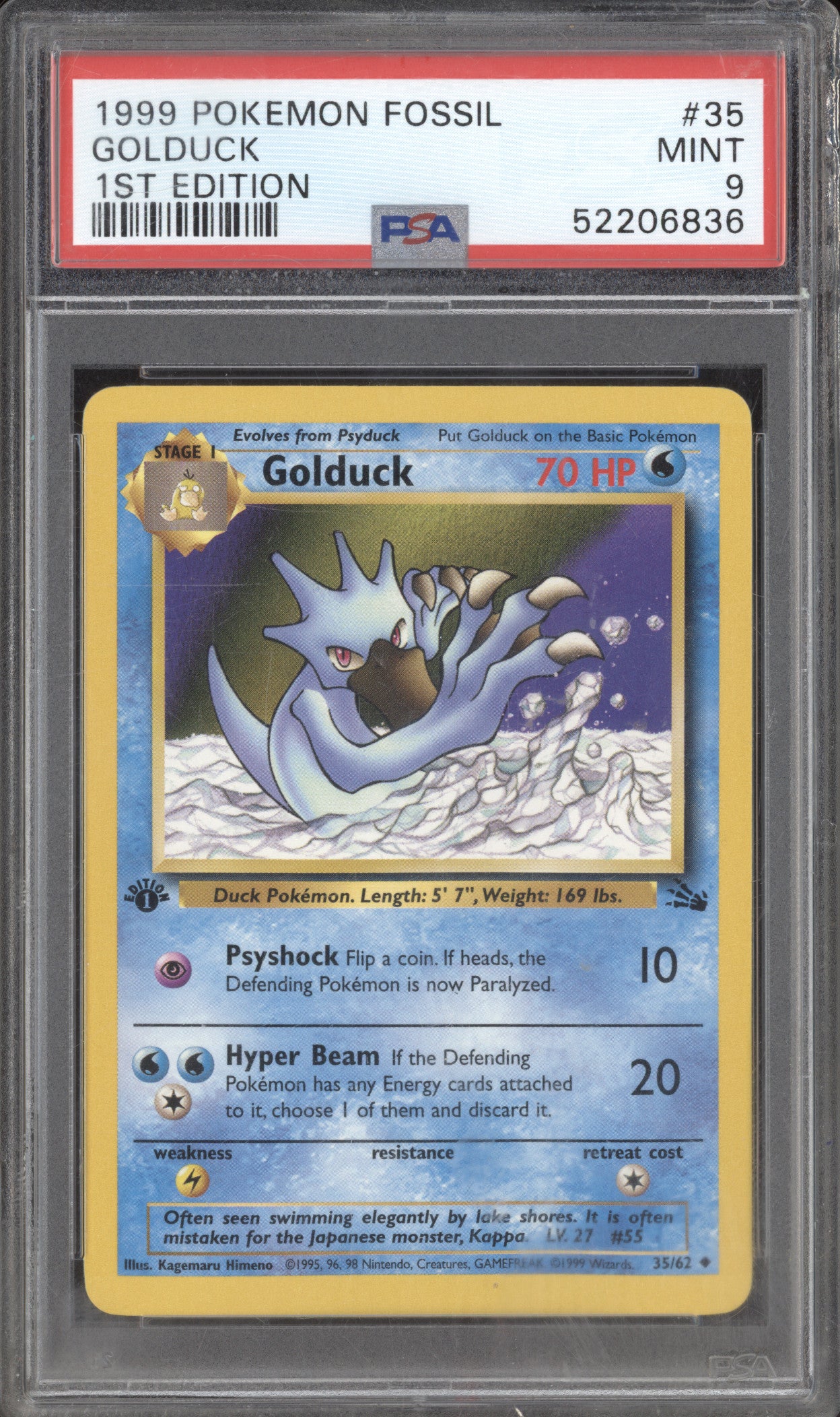 1999 Pokemon Fossil 1st Edition 35/62 Golduck PSA 9