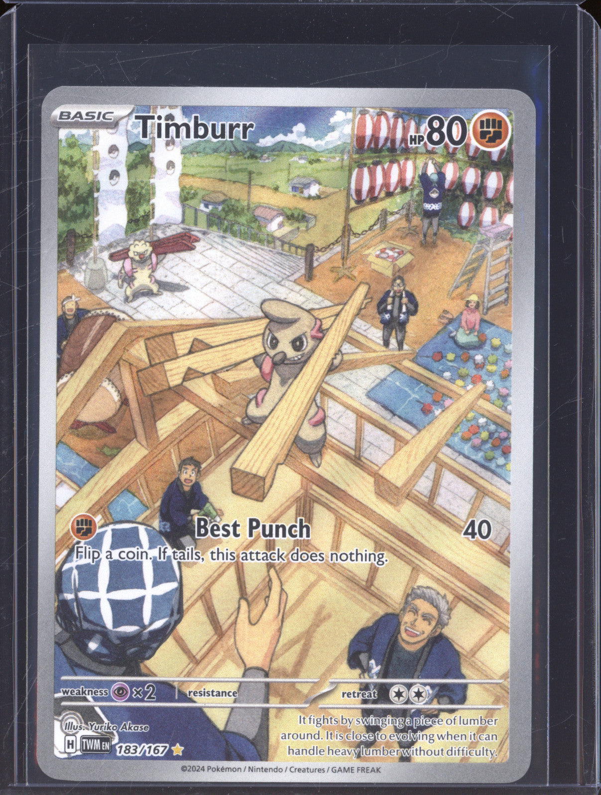 2024 Pokemon Twilight Masquerade TWM 183 Timburr Illustration Rare